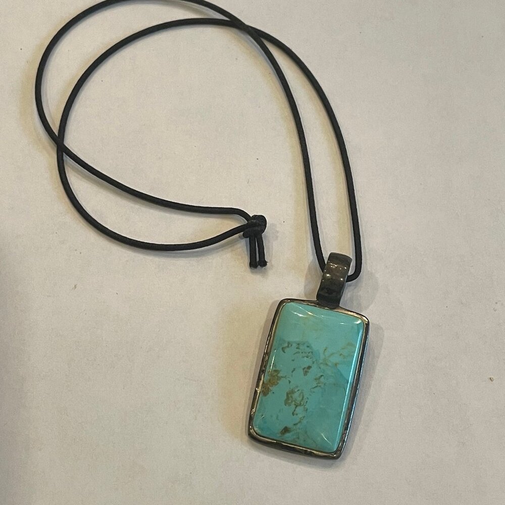 Turquoise Pendant on nylon bungee necklace